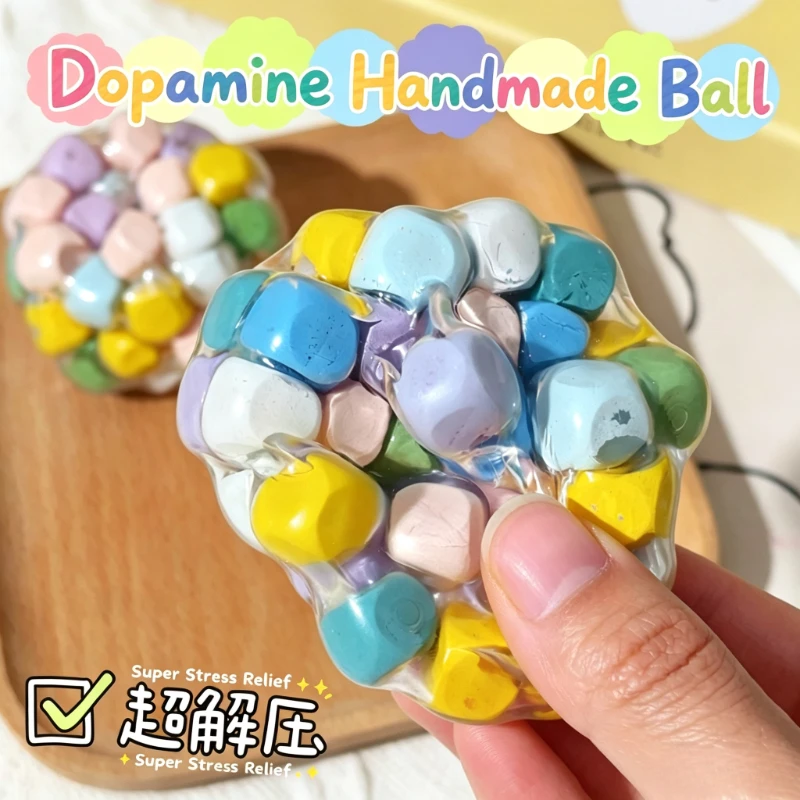 Handmade Squishy Xylitol Crispy Noise Ball Fidget Squishy Dopamine Stress Ball Squeeze Toy Anxiety Stress Relief Sensory Toy