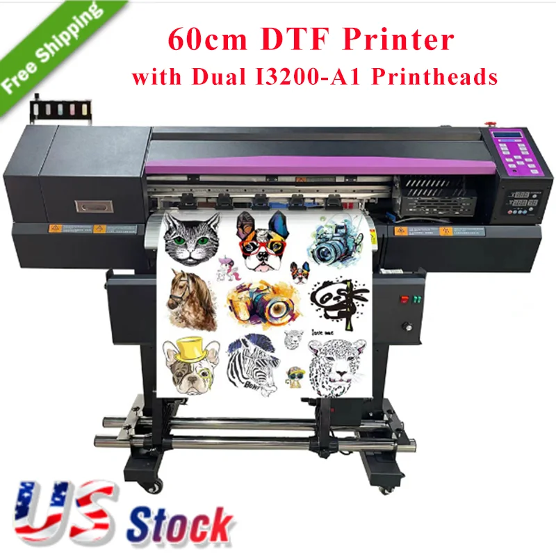 DTF Printer 24in(60cm) with 2 I3200-A1 Printheads Direct to Film Printer Machine Wholesale Price Only for US Stock Local Pick Up