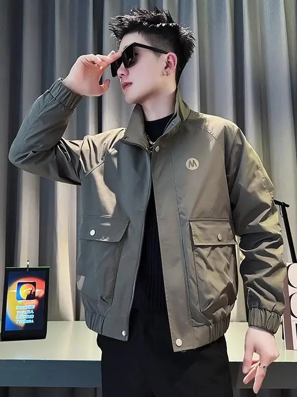 

Повседневная мужская рабочая одежда Jaet Trendy Haome воротник-стойка с застежкой-молнией Long Sve полиэфирная ткань ветрозащитная верхняя одежда