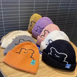 Kids Hats New Boys Girls Hat Winter Baby Knitting Cute Bear Pattern Caps Fashion Keep Warm Beanie Cap Kid Accessories 0-6Years