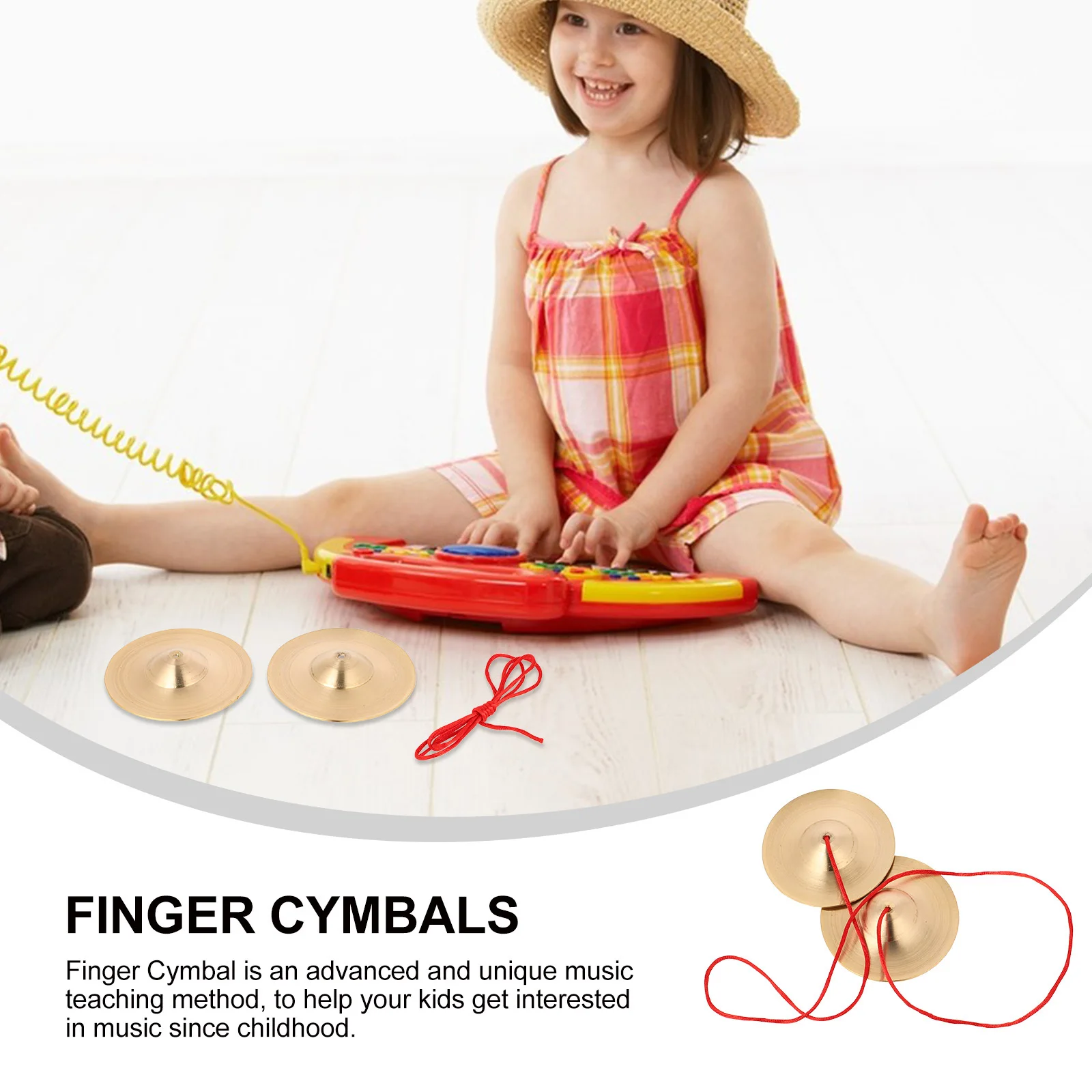 

1Pair Finger Cymbals Alloy Hand Percussion Instrument Adjustable Band for Kids Belly Dancing Portable Durable Small Musical