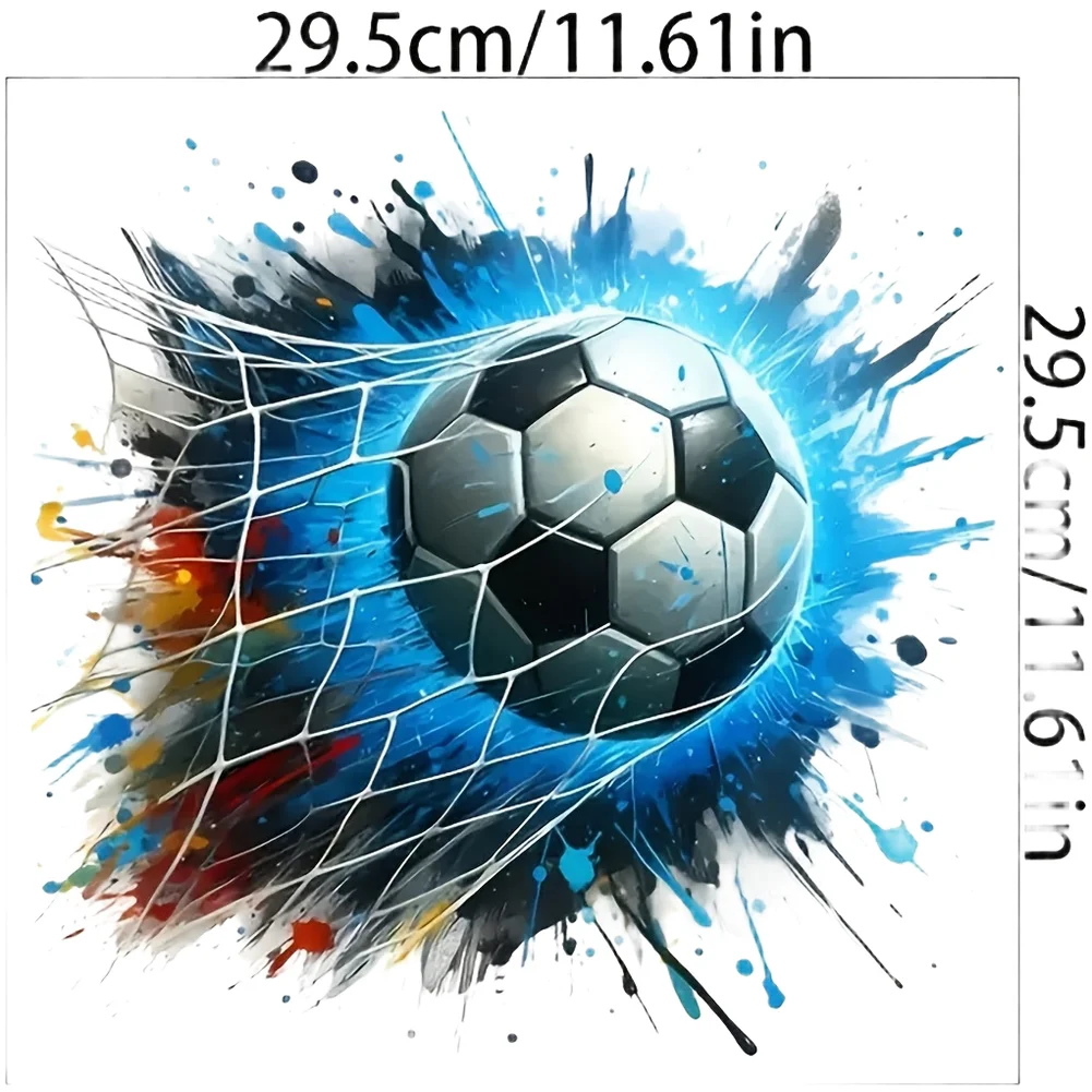 Football Wall Sticker Blue PVC 29.5x29.5cm - Removable Waterproof Dust Resistant Decor for Living Room Bedroom