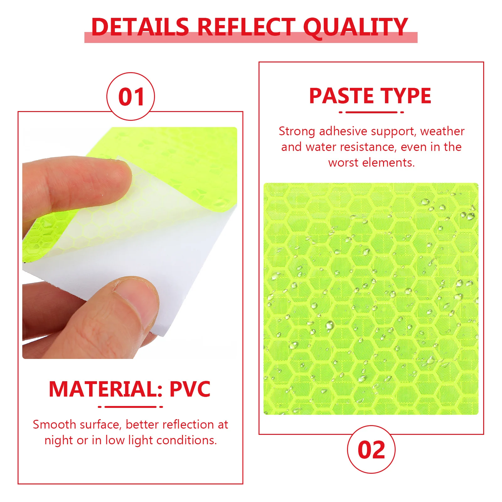 Reflective Safety Warning Tape Solid Color Weatherproof Durable for Vehicles Road Markings Mechanical Equipment Night