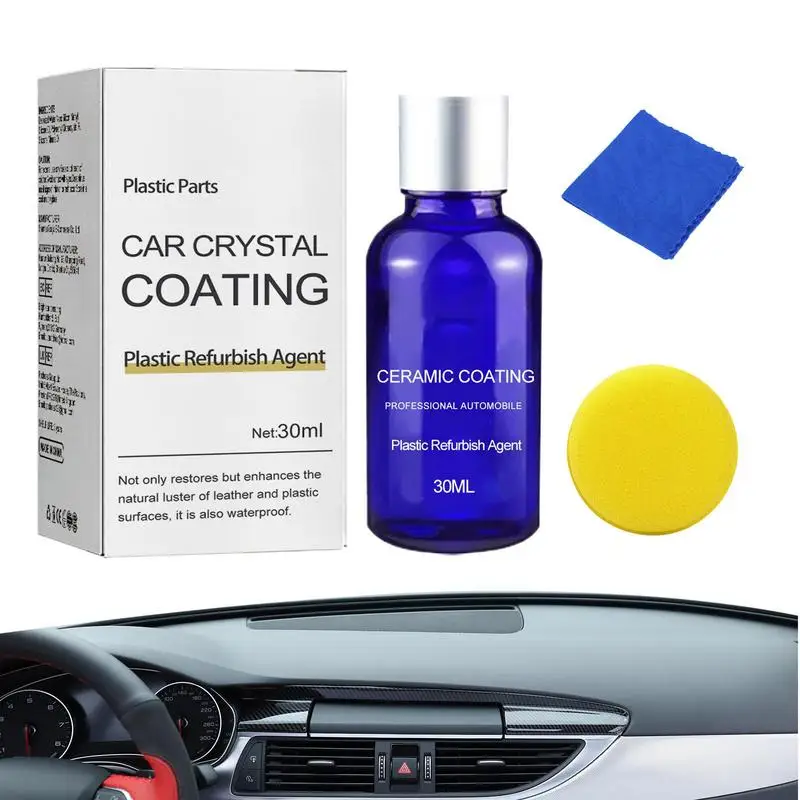 

30ml Long Lasting Car Trim Restorer with Sponge and Wipe Refreshing Trim Coat Resists Water Dirt Rubber for Tires Trim Cars