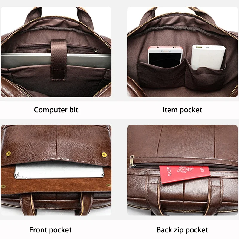 Koeienhuid schoudertas Crossbody tas Mode Messenger Bag Nieuwe herenhandtas Aktetas Grote capaciteit zakelijke laptoptas