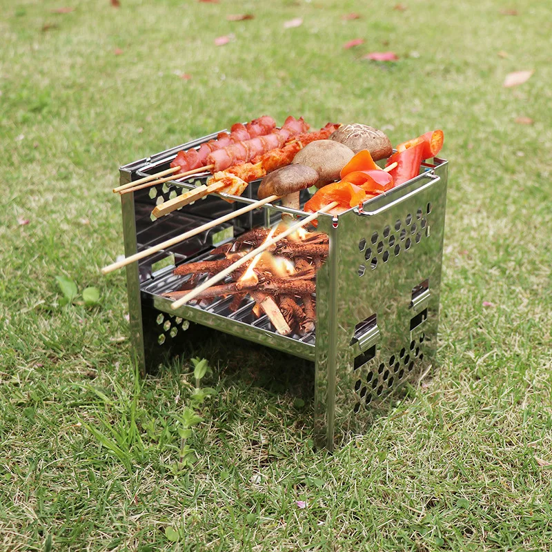 

Stainless Steel Grilling Stove Outdoor Mini Charcoal Stove Folding Grilling Outdoor Camping Folding Barbecue Equipment Cooking