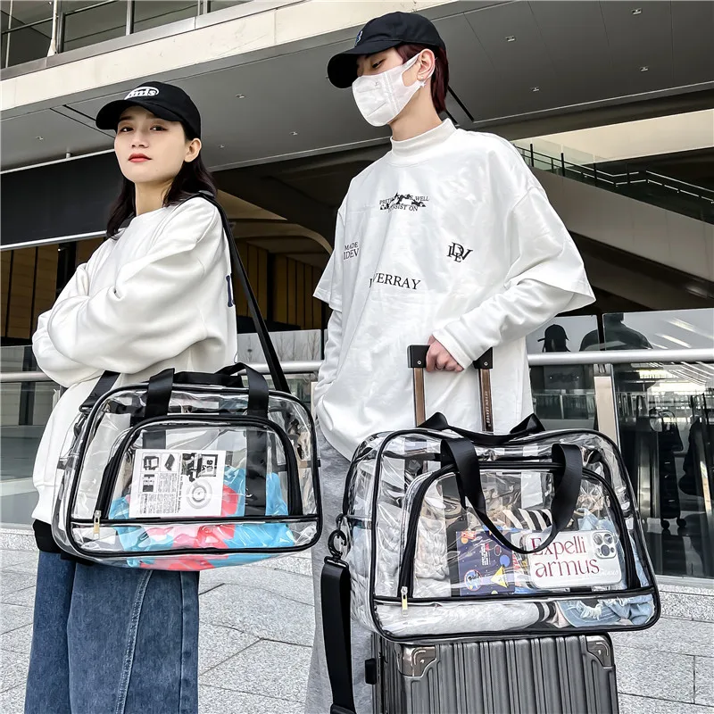 

Transparent Crossbody Bag PVC Large Capacity Waterproof Beach Bag Adjustable Shoulder Strap Fitness Storage Travel Tote Bags