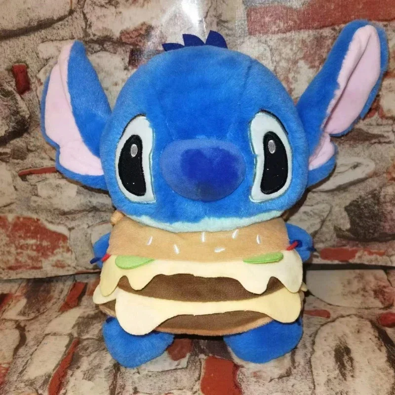 25CM-80CM New Disney Lilo & Stitch Doll Cartoon Angel Plush Toy Anime Hamburger Cosplay Stuffed Kawaii Children's Birthday Gift