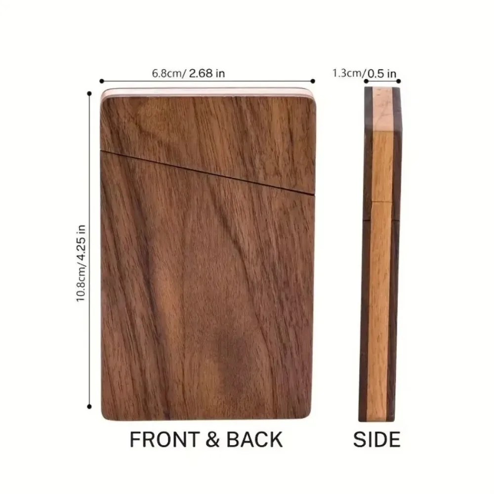 صندوق بطاقات عمل من خشب الجوز الأسود بتصميم أنيق صندوق تخزين البطاقات الخشبية خفيف الوزن وإغلاق مغناطيسي وحامل بطاقات الاسم للمكتب #6