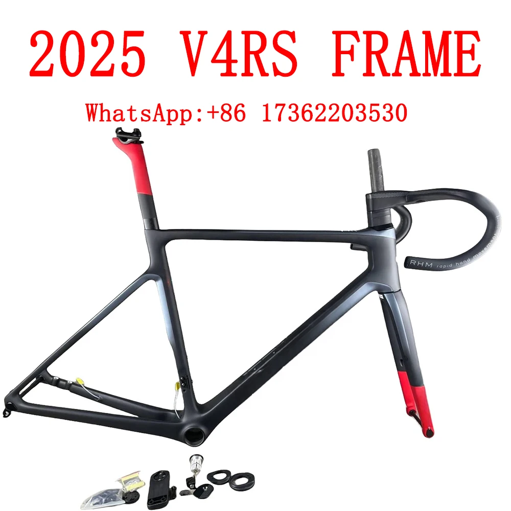 

2025 V4Rs Disc Road Carbon Bike Frameset road bicycle Frames Fork Seatpost Clamp Headset Handlebar Spacer Ship By UPS For EU