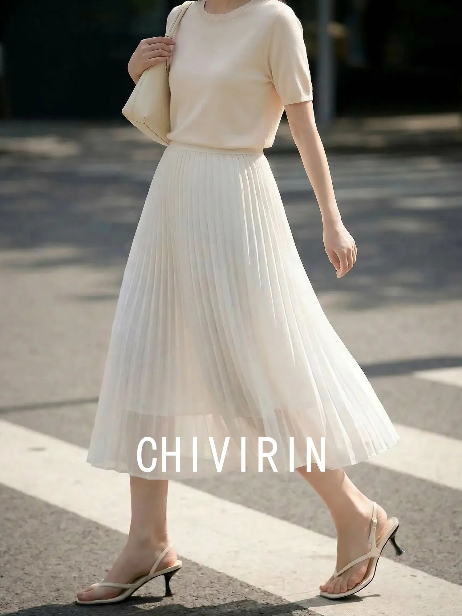 

Элегантная романтичная белая плиссированная юбка с завышенной талией для женщин, летняя, свободного кроя, стройнящая, премиум-класса, от Chivirin
