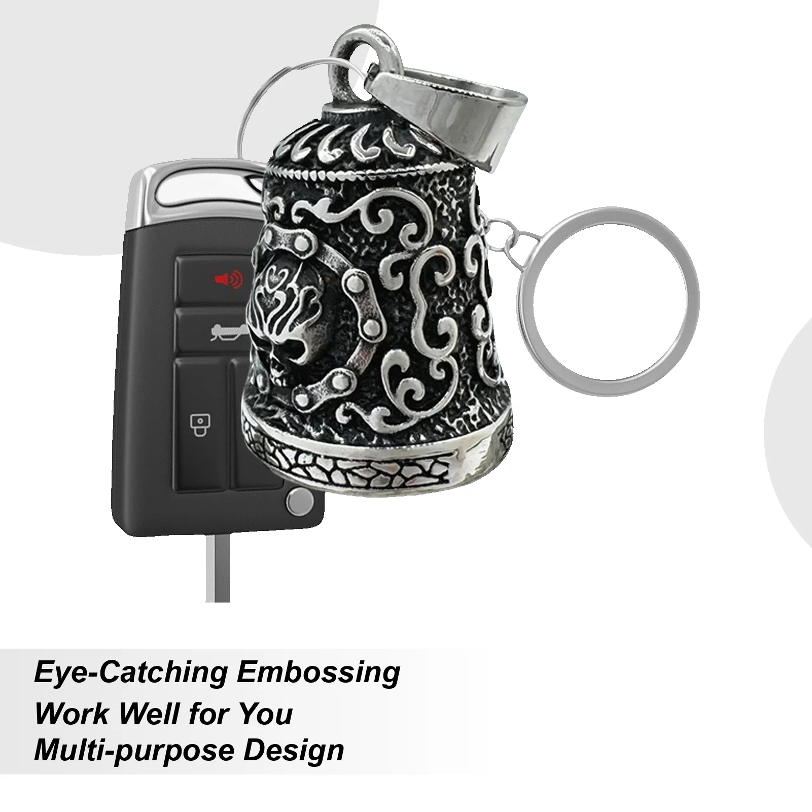 Biker Bell Skull Motorcycle Ornaments Weatherproof Vintage Biker Pendant Rider Key Chain Riding Gear Accessories For Men Adults