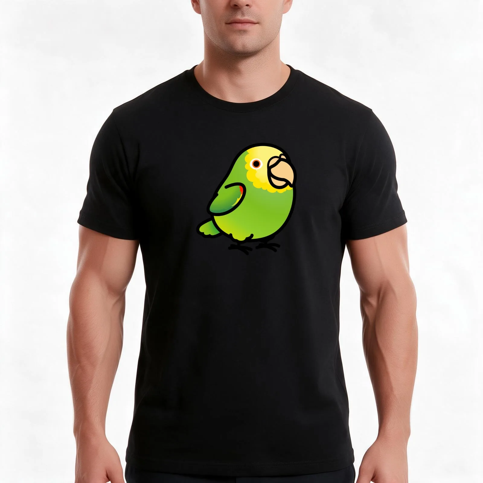 Chubby Double Yellow-headed Amazon T-Shirt Summer Casual Cotton Tee Oversized Streetwear Tops Vintage Graphic Print