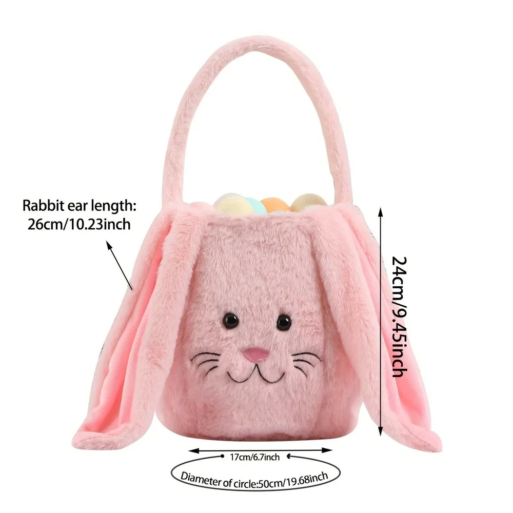Cute Easter Basket Plush Easter Buckets With Long Ear Boys Girls Spring Egg Hunting Bags Kid Easter Tote Bags Festival Decor - view 6