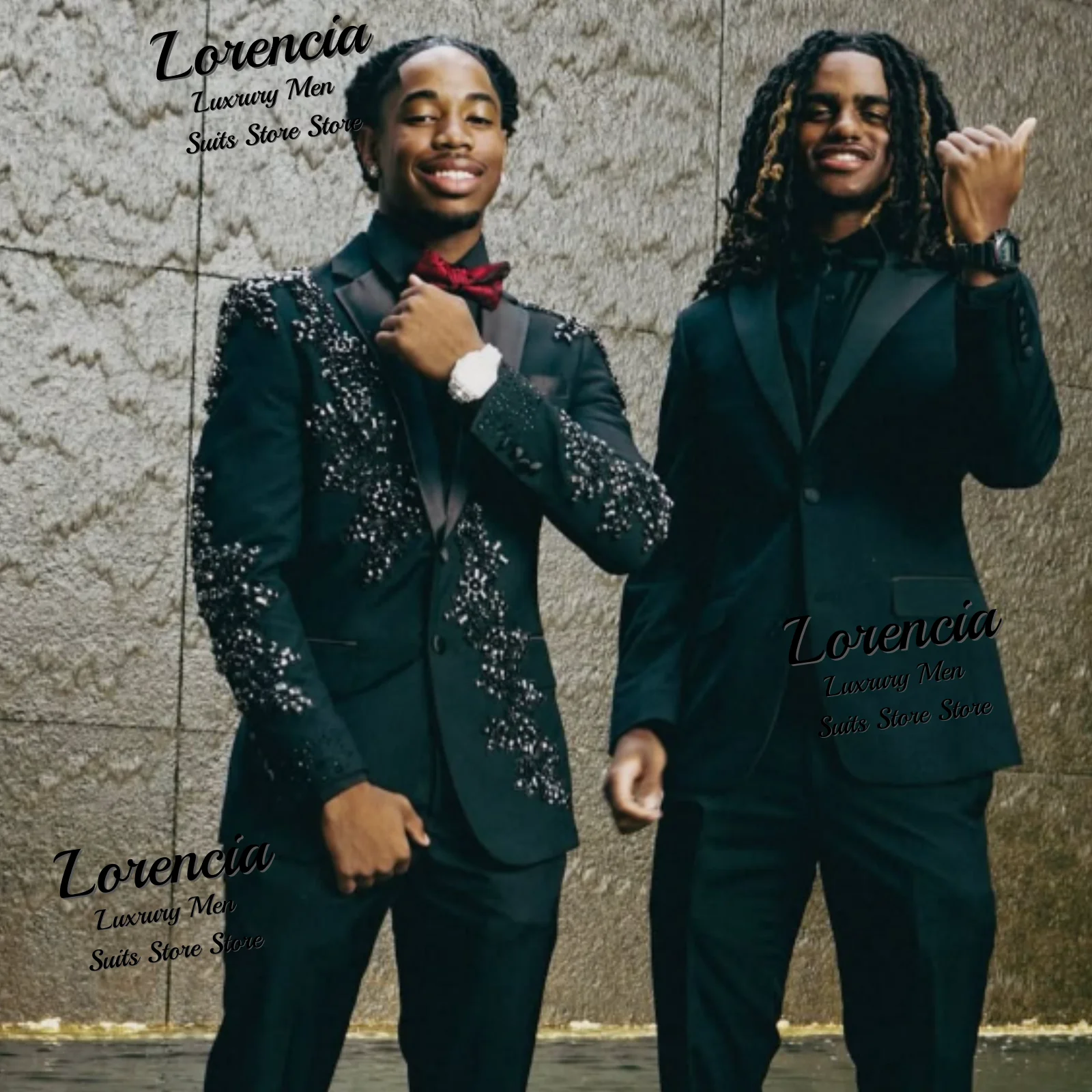High End Jewelry Men suits For Wedding Groom Rhinestone Sequin Male Prom Party Retro Blazer 2 Pieces Set Tuxedos Slim Customized