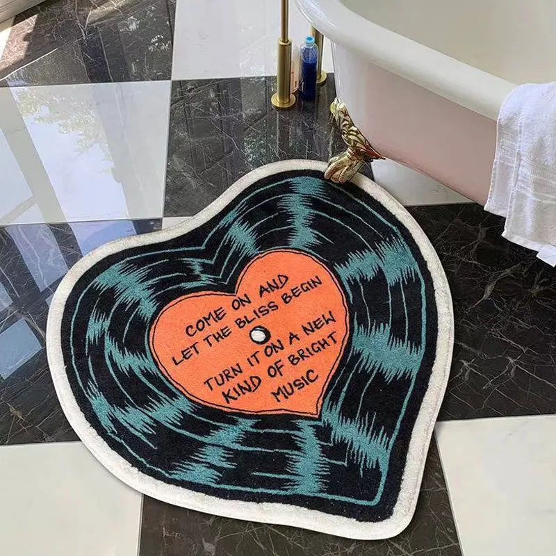 VIKAMA Vinyl Record Carpet Standing Short Plush Music Studio Live Room Living Room Bedroom Decorative Atmosphere Gods