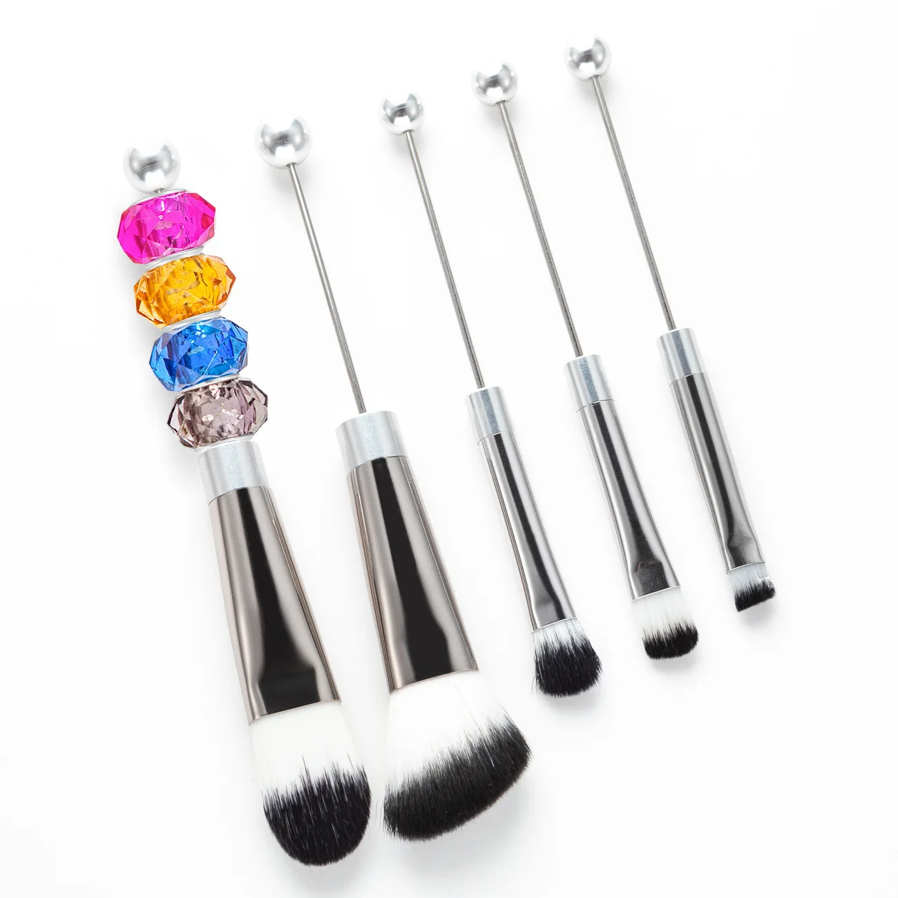 5 Pieces Beadable Makeup Brushes Make up Brush Tool Kits DIY Angled Brush Multi Functional Cosmetic Brushes Premium For Sister