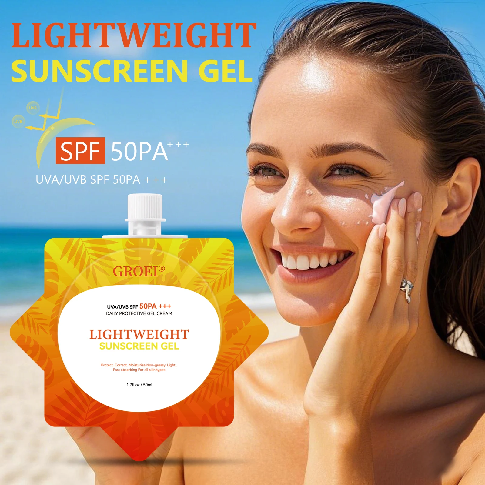 

Sunscreen Cream SPF 50+ UV Protective Anti Oxidant Sun Block Isolation Cream Lightweight Waterproof All Skin Type Cosmetics 50ml