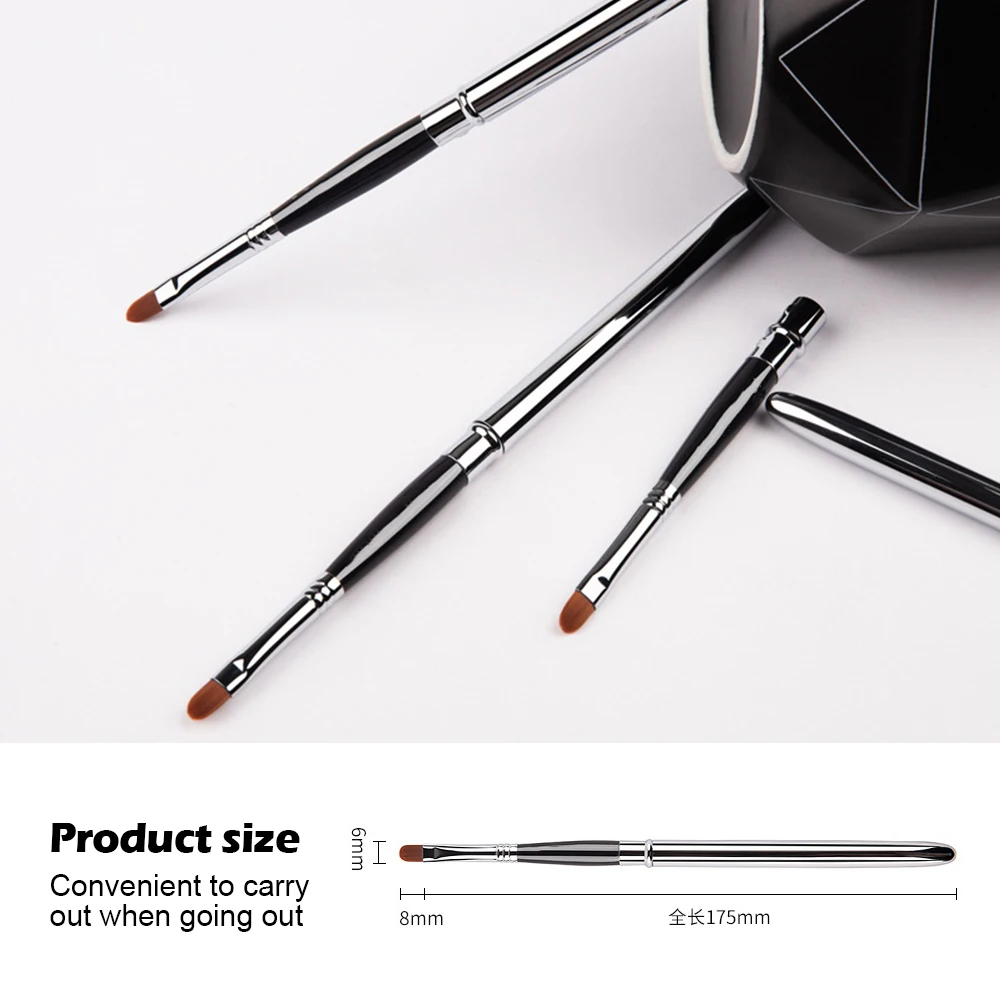 Portable Gold Silver Lip Gloss Makeup Brush Pen Metal Handle Cosmetic Lipgloss Lipstick Brush With Protect Cap