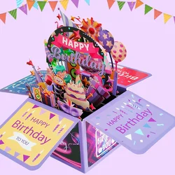 3D Pop Up Happy Birthday Greeting Card Gift Greeting Cards For Birthday with Envelope Blessing Postcard Party Gifts