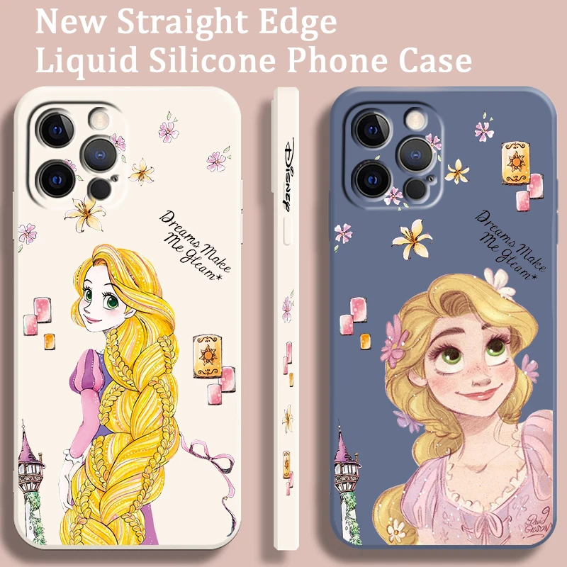 Princess Tangled Rapunzel Liquid Left Rope For Apple iPhone 15 14 13 12 11 XS XR X 8 7 SE Pro Max Plus Mini Back Phone Case