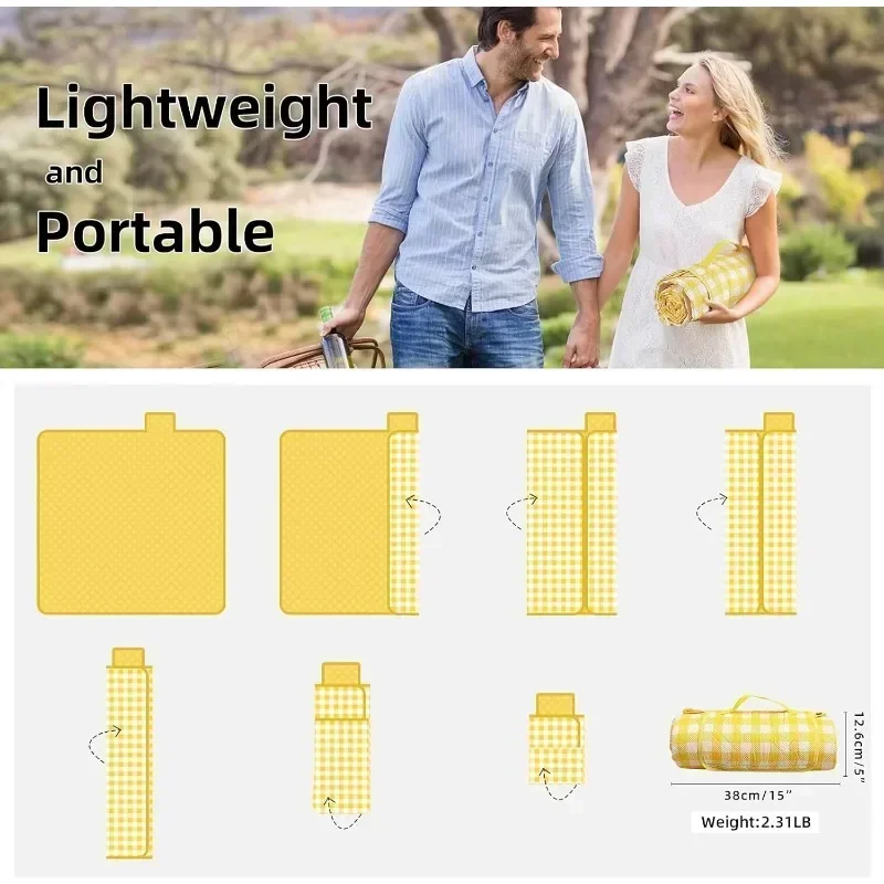 

Large Picnic Outdoor Blanket, 80''x80'' Waterproof Foldable Blankets Picnic Mat for Beach, Camping Grass Lawn Park Accessories