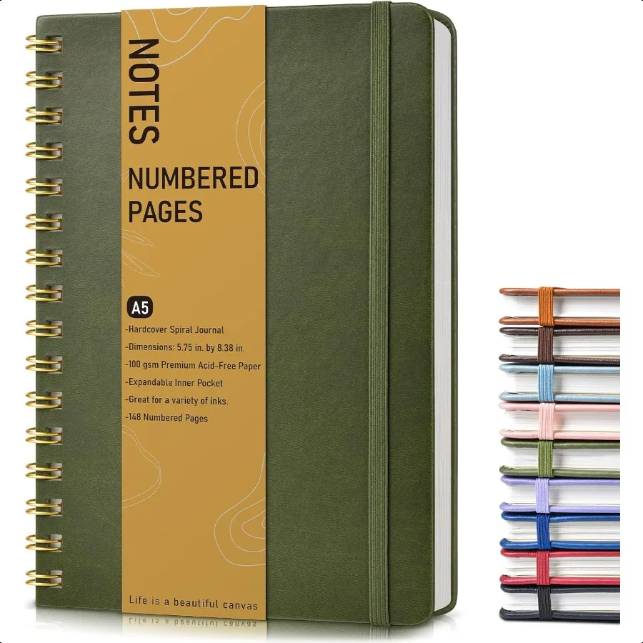Lined Spiral Journal Notebook A5 Hardcover Spiral Journals for Women Men 150 Numbered Pages Spiral Bound Notebook 100 GSM Colle