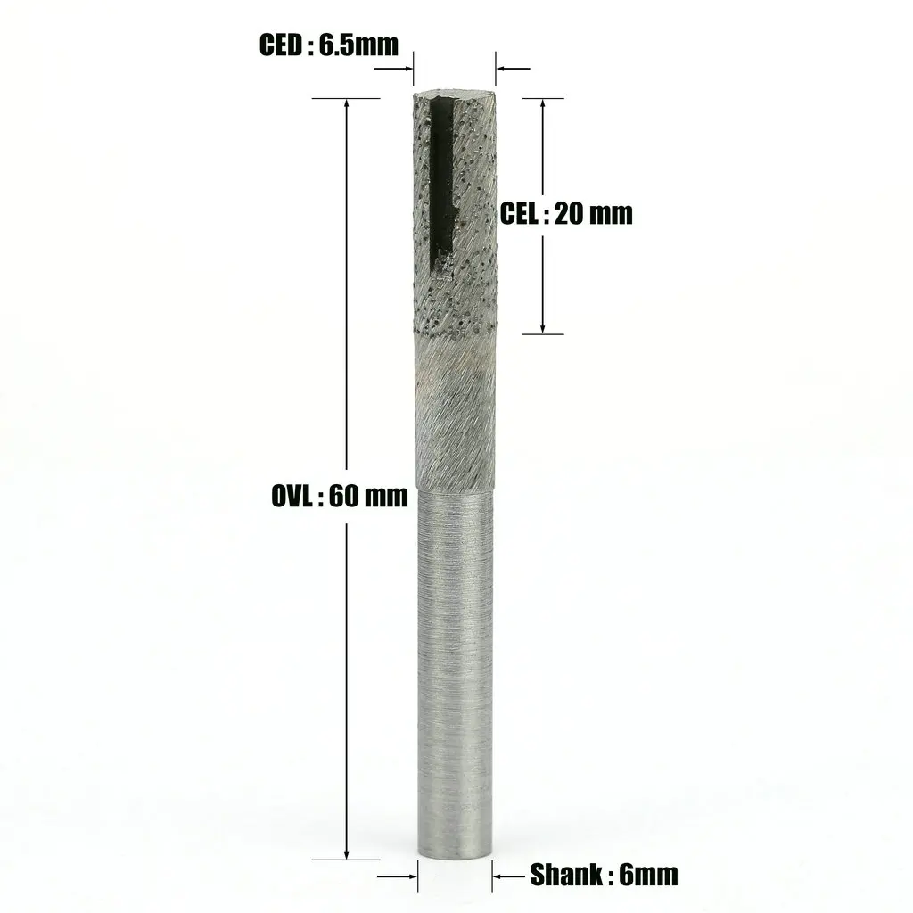 6-16mm Flat End Sintered Stone Tools with Groove Diamond CNC Router Bit Engraving Cutter Slotting Bottom Milling Cutting Granite