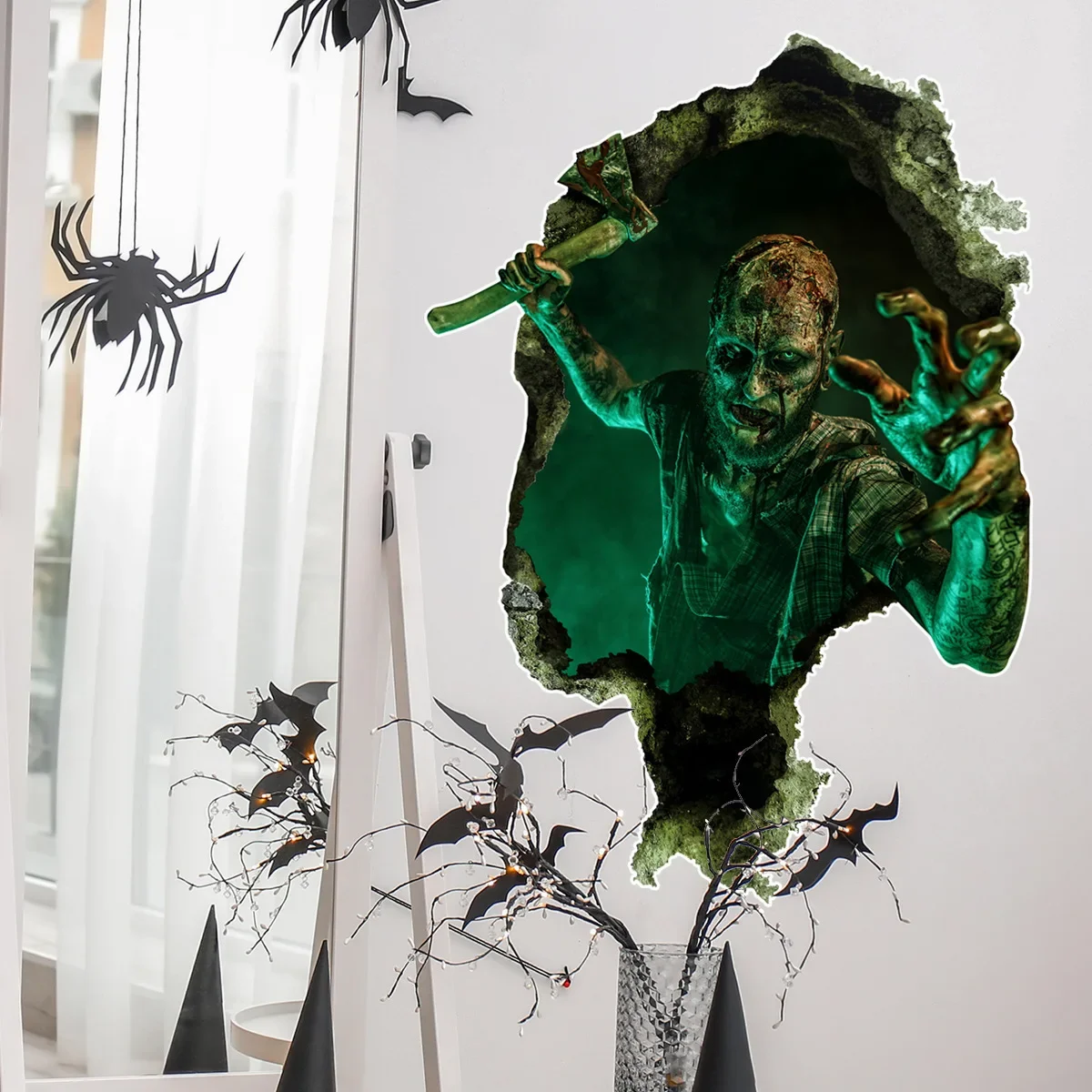 

Halloween 3D Broken Wall Zombie Wallpaper Room Decoration Wall Sticker Self-adhesive Wholesale Wall Sticker