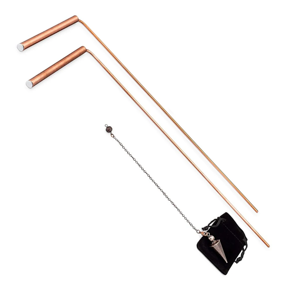 2pcs 99.9% Copper Dowsing Rod Telescopic Probe With Pendulum For Find Water Sources Minerals Psychic Divination Copper Probe view 6