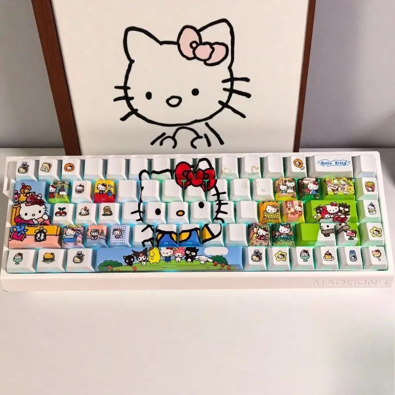 

Колпачки для клавиш в стиле аниме Sanrio Hello Kitty, полупрозрачные, для механической клавиатуры Wooting с магнитными переключателями, Bee Mini Moc 68, для кастомной клавиатуры