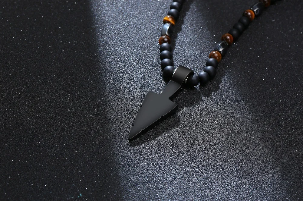 HERREN SCHWARZE CARNELIANISCHE STEIN ROSAIRPERLEN-HALSKETTE CROSS CRUCIFIX KATHOLISCHER MÄNNLICHER SCHMUCK – Detail 15