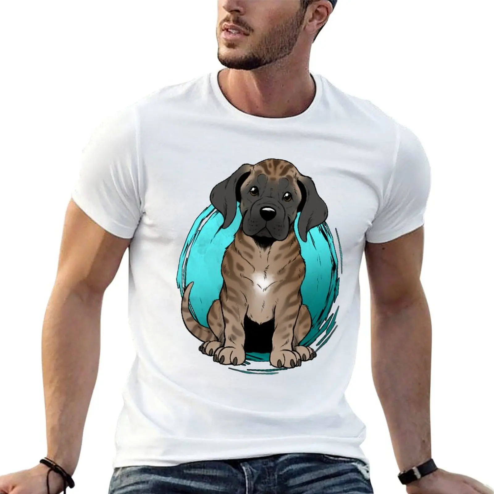 

Cute Brindle English Mastiff Puppy Smiling T-Shirt t shirts for man graphic tees man graphic t shirt T-Shirt