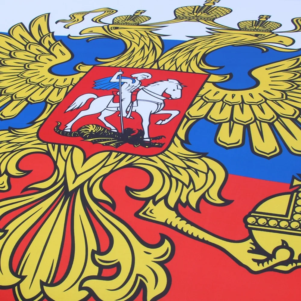 115x155 cm 3.8x4.9ft Russian coat of arms Emblem Flag Car Engine Hood Cover National Flag Fabrics For Pickup Truck SUV For Decor