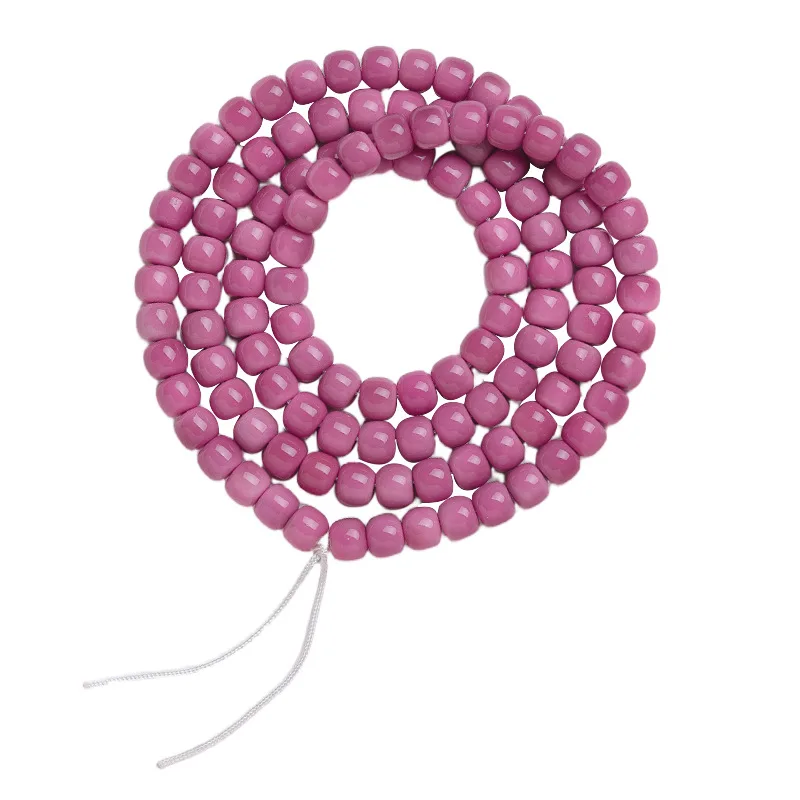 114 Beads Hainan White Jade Powder Bodhi Bracelet Barrel Beads Buddhist Prayer Beads Semi Finished Jewelry Accessories Gifts