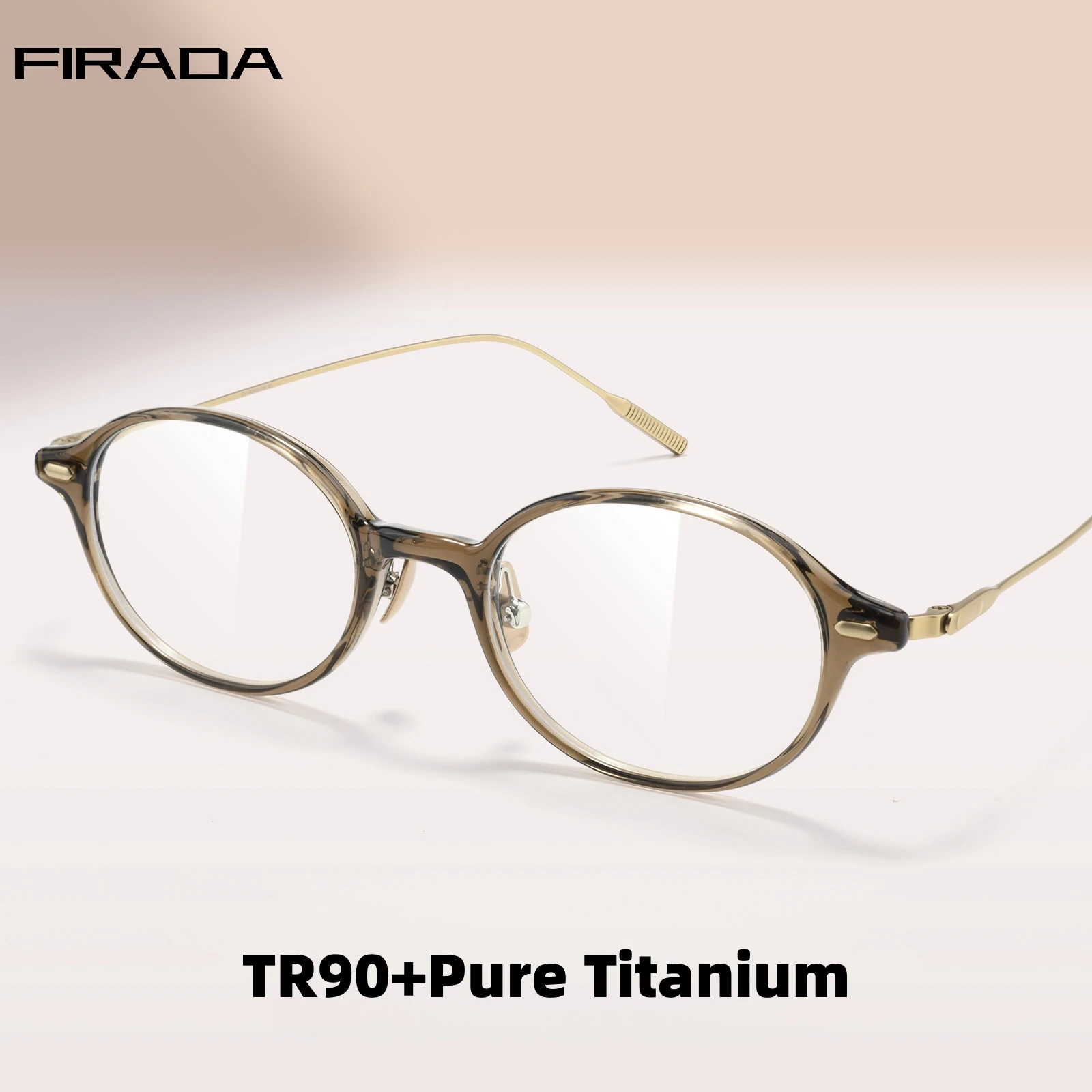 FIRADA Fashion Oval Luxus-Brillen Retro Reines Titan TR90 Brillengestell Komfortable Ultraleichte Brille für Männer und Frauen T0046I