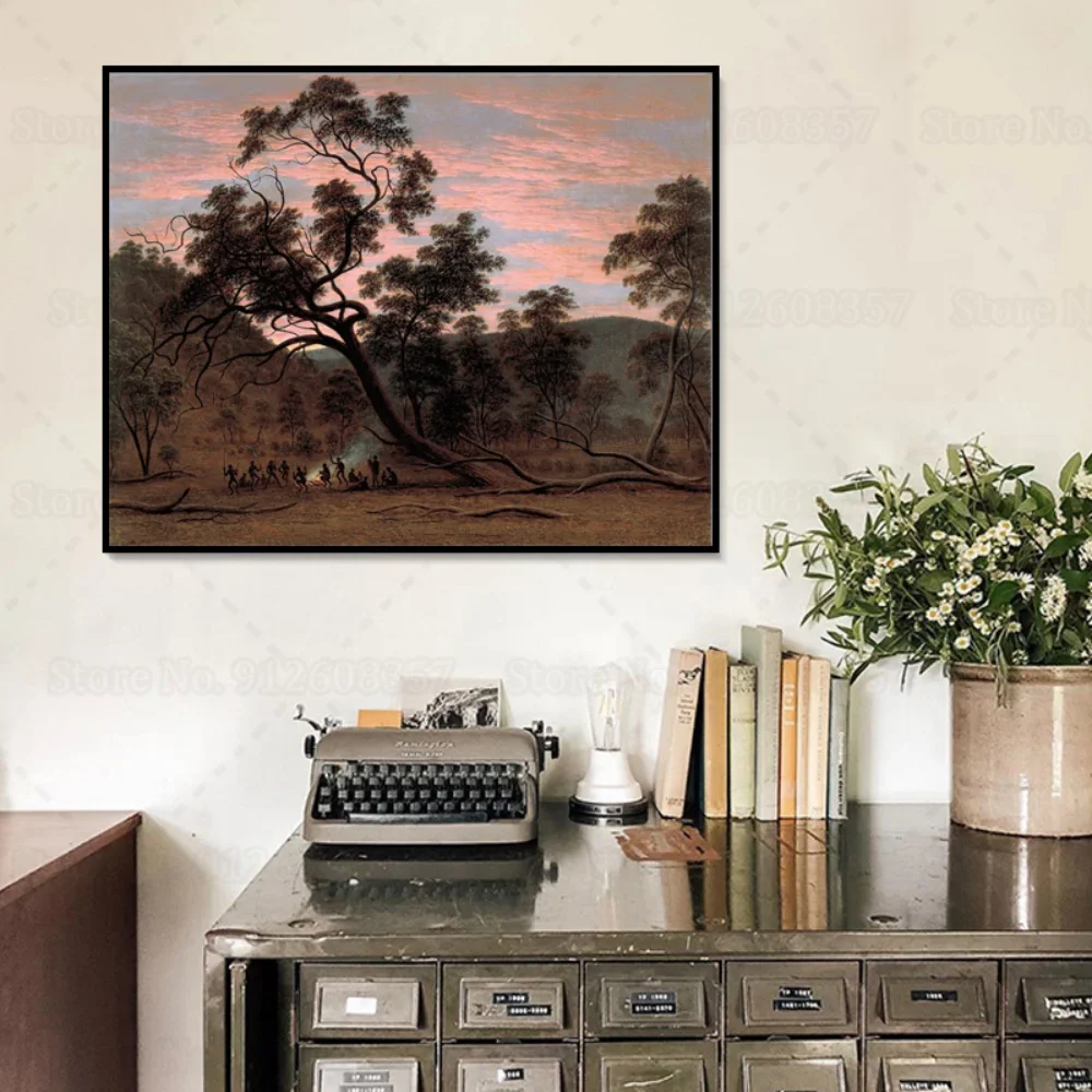 A Corroboree of Natives In Mills Plains Canvas Painting Wall Art Decor