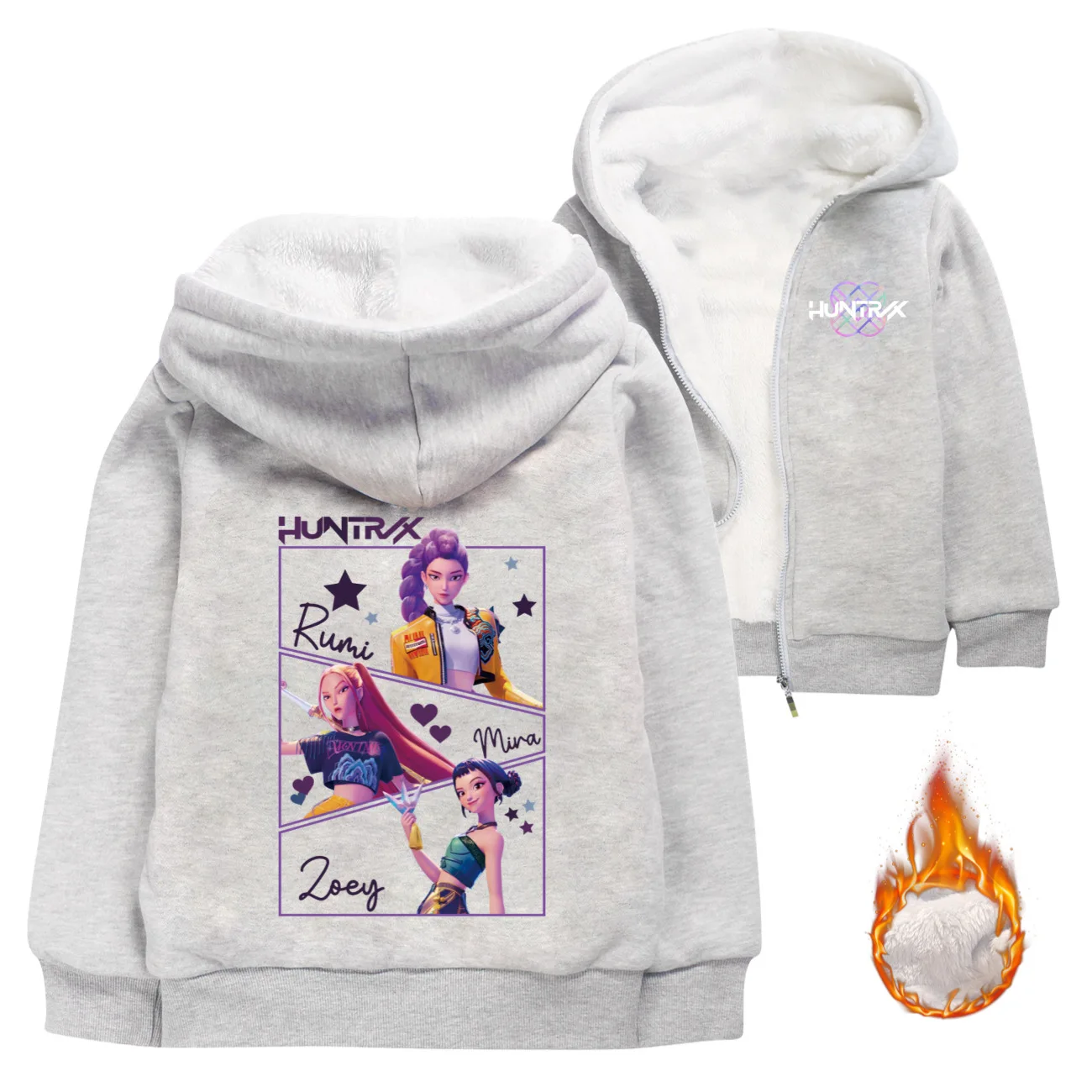 KPop Demon Hunters Chaqueta con capucha y cremallera para niños - Sudadera de invierno para adolescentes, niñas, niños, abrigo con capucha para niños