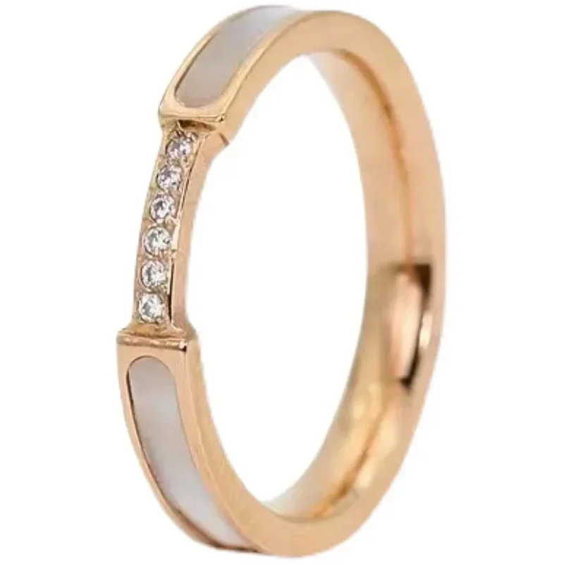 Shell Rings Titanium Steel Accessories for Women Ins Fashion Zirconia Gold Color Dainty Ring Female Jewelry image 6