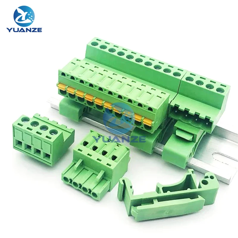 5.08mm Rail Mounted Plug-in Terminal Block Connector 2PIN 3PIN 4PIN 5PIN 6PIN 7PIN 8PIN Screw Free Guide Rail Docking KD Plug