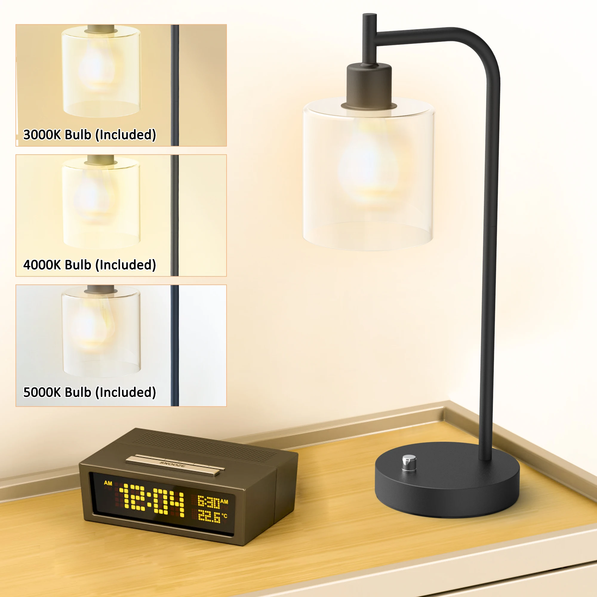 Desk Lamp With USB Ports, and 2 Bulbs Included (Set of 2)