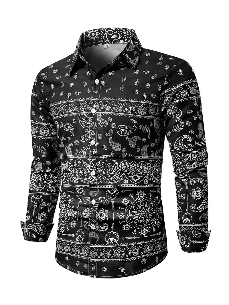 New Men's Long Sleeve Button Shirt Series Color Block Striped 3D Printed Shirt Soft Comfortable Fashionable Men's Top