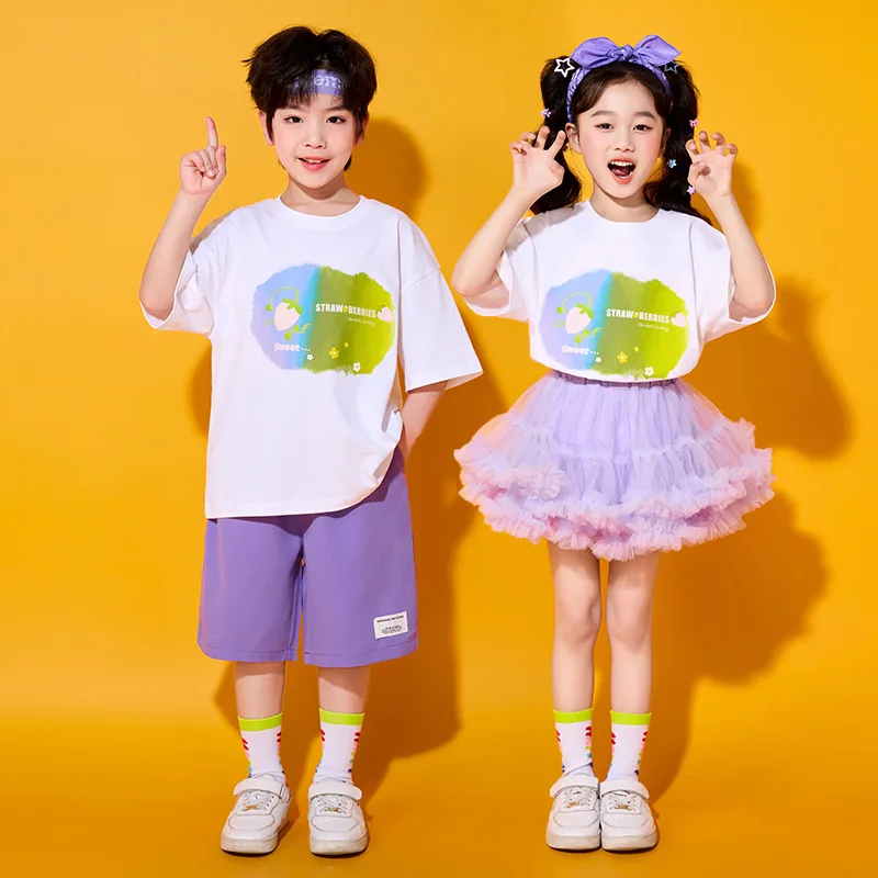 Estate Bambino sport cool palcoscenico pantaloni da ballo di strada vestito ragazza costume per ragazzo breakdance studente attirando abbigliamento camicia esibirsi