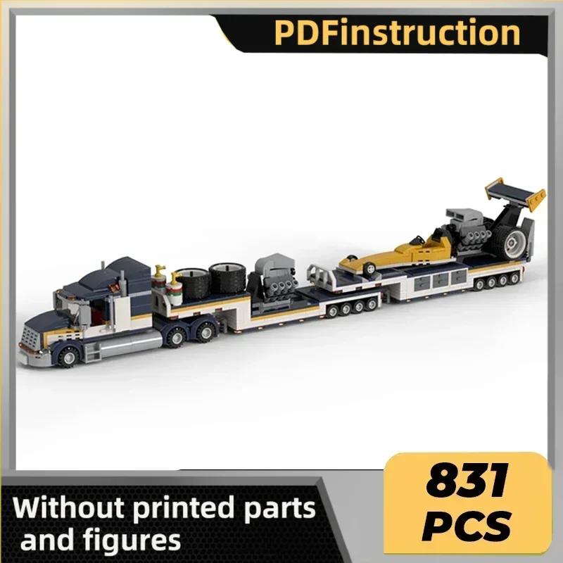 

Модель городской автомобиль Moc, строительные кирпичи, Dragster Transporter, технология, модульные блоки, подарки, рождественские игрушки, наборы «сделай сам», сборка