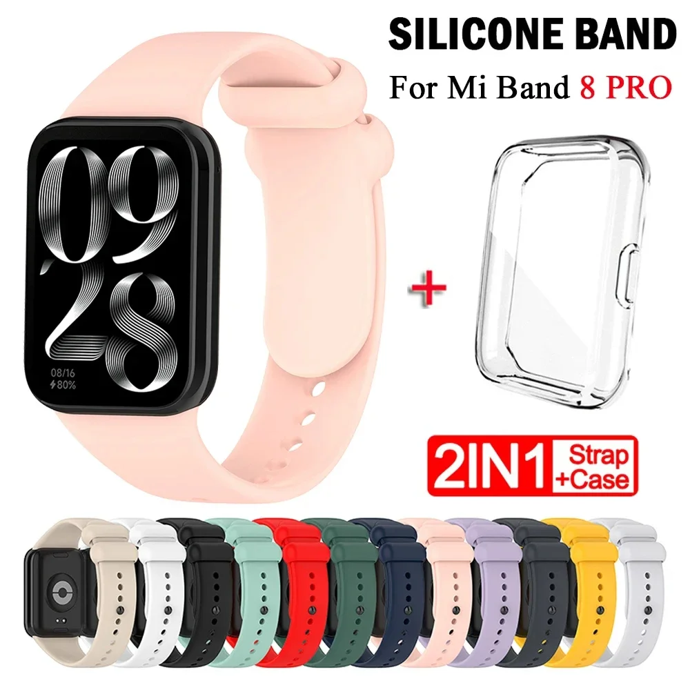 Strap+case for Xiaomi Mi Band 8 Pro Strap Smart Band Protective Case Silicone Wristband Bracelet for Miband 8Pro