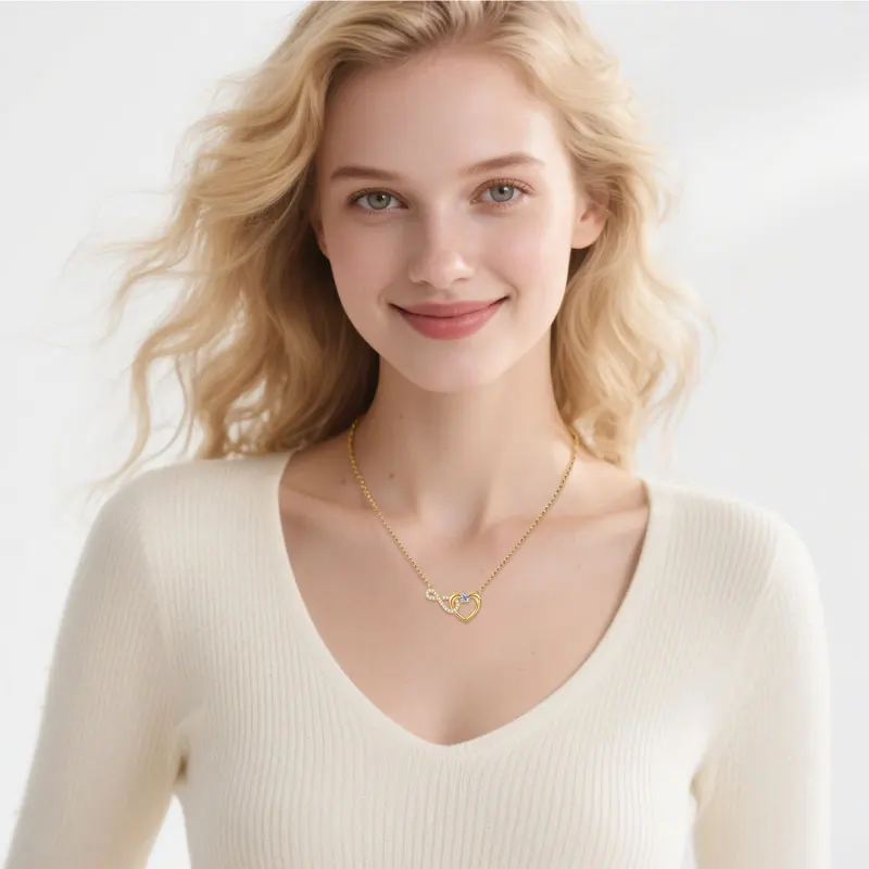 IOGOU 4 مللي متر و 1.3 مللي متر إنفينيتي على شكل قلب جميع مويسانيتي قلادة قلادة للنساء ريال 925 الفضة الزفاف الحب مجوهرات حفلة هدية