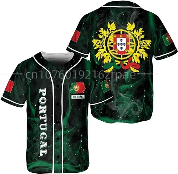 

2024 New Customized Name Portugal Flag Baseball Jersey 3D Printed Summer Shirt Men's Top T-shirt Oversize Street Clothing