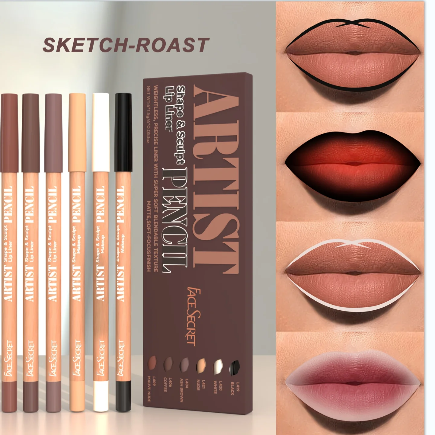 Set di 6 matite per labbra nude: finitura opaca naturale impermeabile a lunga durata, matite per labbra facili da pulire e senza sbavature per il trucco quotidiano