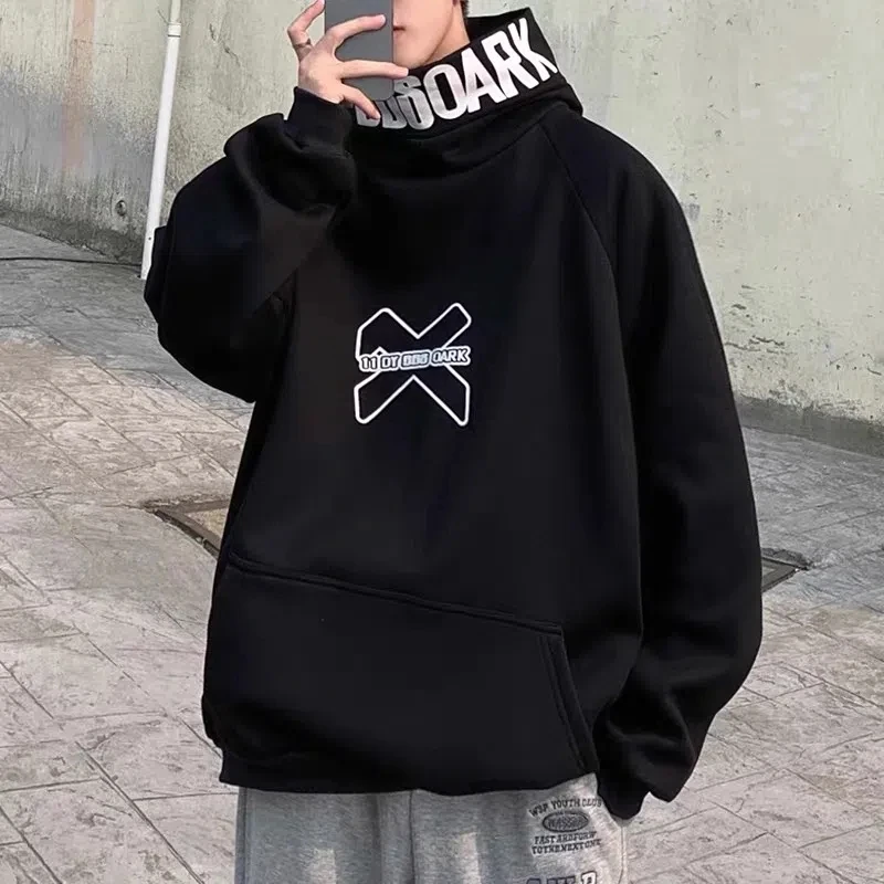 Hip Hop Hoodie Men Women Letter Print Turtleneck Sweatshirt 2023 Hot Fashion Streetwear Fleece Pullover Hoodies Clothing