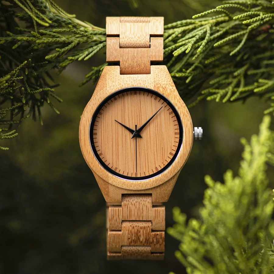 BOBO BIRD Couple Watches Bamboo Quartz Wristwatch For Men Women Wooden Strap Timepieces Clock With Gift Box Dropshipping Custom